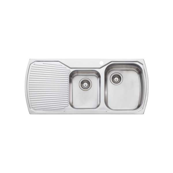 Oliveri Monet 1 And 3/4 Bowl Topmount Sink With Left Drainboard Stainless Steel