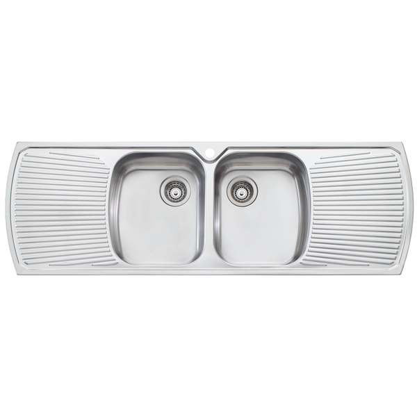 Oliveri Monet Double Bowl Topmount Sink With Double Drainer Stainless Steel