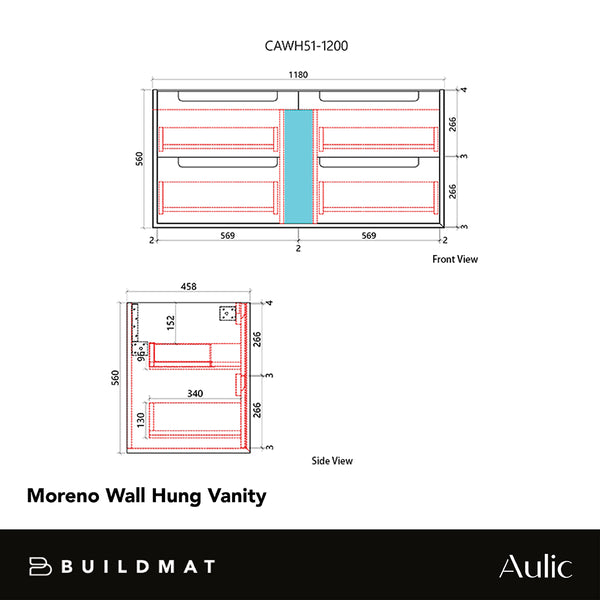 Aulic Moreno 1200mm Wall Hung Vanity