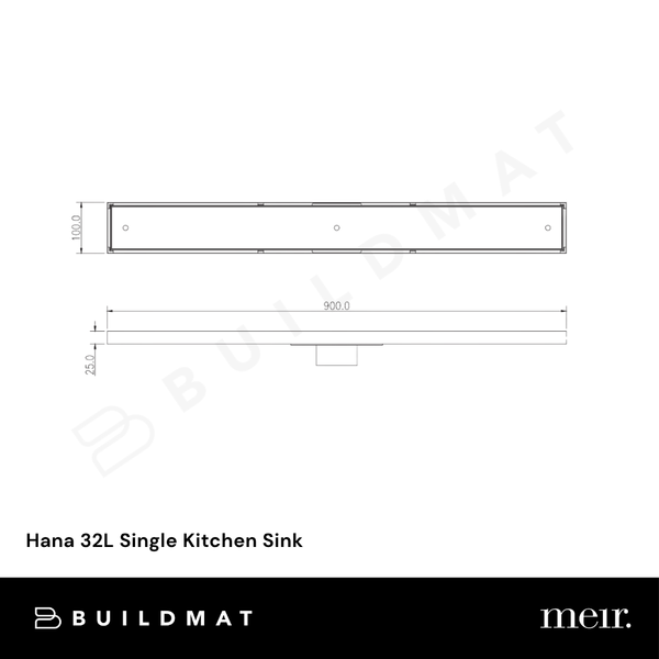 Meir Shower Channel Waste With Tile Insert 900mm Tiger Bronze