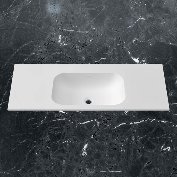 Otti Chloe 1200mm Square Solid Surface Top With Basin Silk Matte White