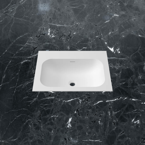 Otti Chloe 600mm Square Solid Surface Top With Basin Silk Matte White