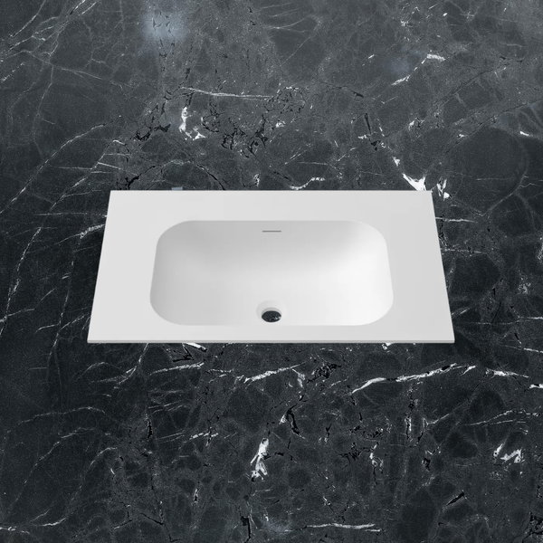Otti Chloe 750mm Square Solid Surface Top With Basin Silk Matte White