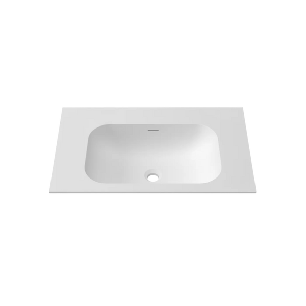 Otti Chloe 750mm Square Solid Surface Top With Basin Silk Matte White