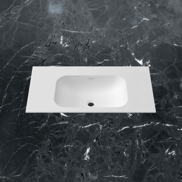 Otti Chloe 900mm Square Solid Surface Top With Basin Silk Matte White