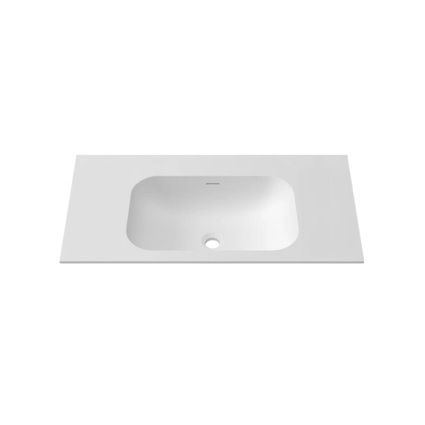 Otti Chloe 900mm Square Solid Surface Top With Basin Silk Matte White
