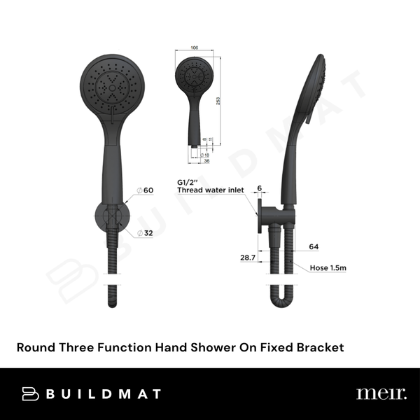 Meir Round Three Function Hand Shower On Fixed Bracket Lustre Bronze