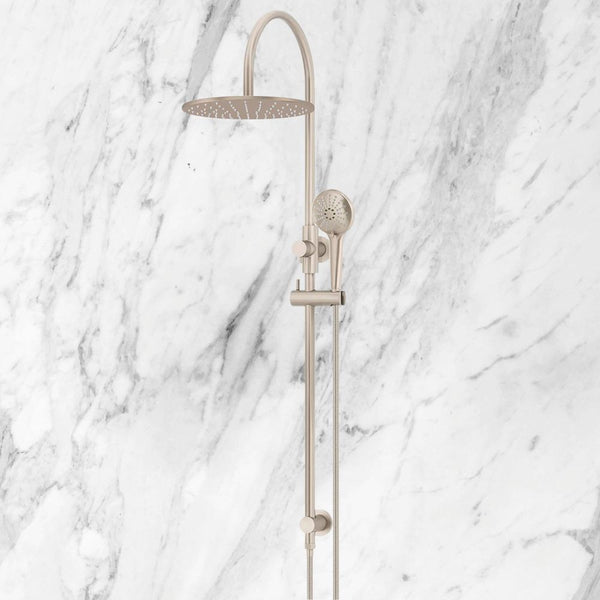 Meir 300mm Round Overhead Shower Rail Three Function Hand Shower Champagne