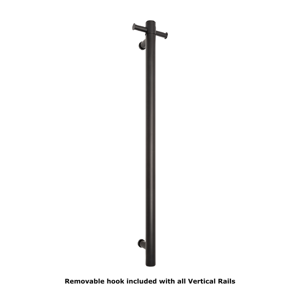 Thermogroup Straight Round Vertical Single Heated Towel Rail Matte Black