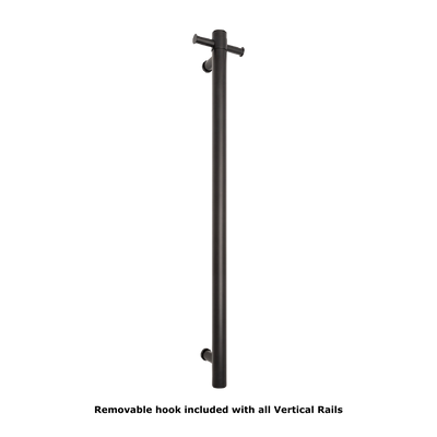 Straight Round Vertical Single Heated Towel Rail Matte Black