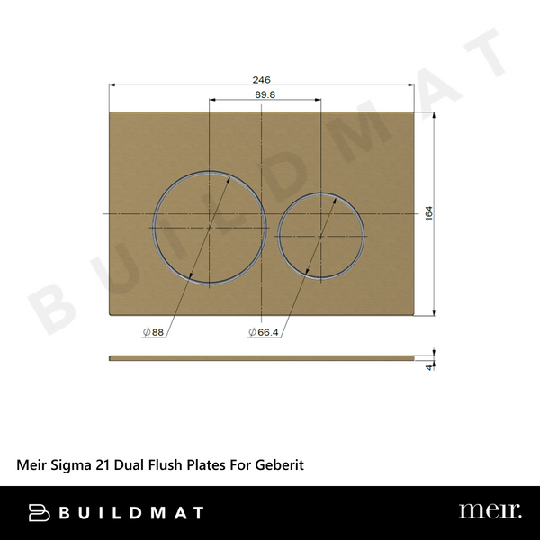 Meir Sigma 21 Dual Flush Plates For Geberit Brushed Nickel