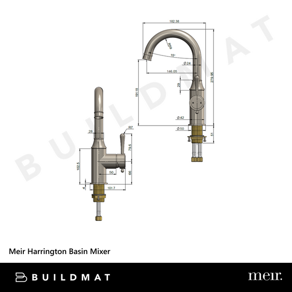 Meir Harrington Basin Mixer Brushed Nickel