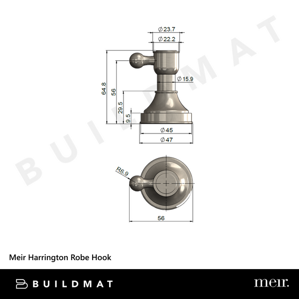Meir Harrington Robe Hook Brushed Nickel