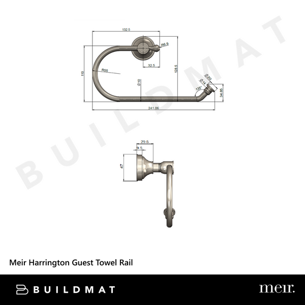 Meir Harrington Guest Towel Rail Brushed Nickel
