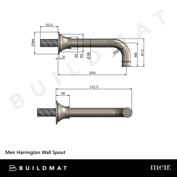 Meir Harrington Wall Spout Brushed Nickel