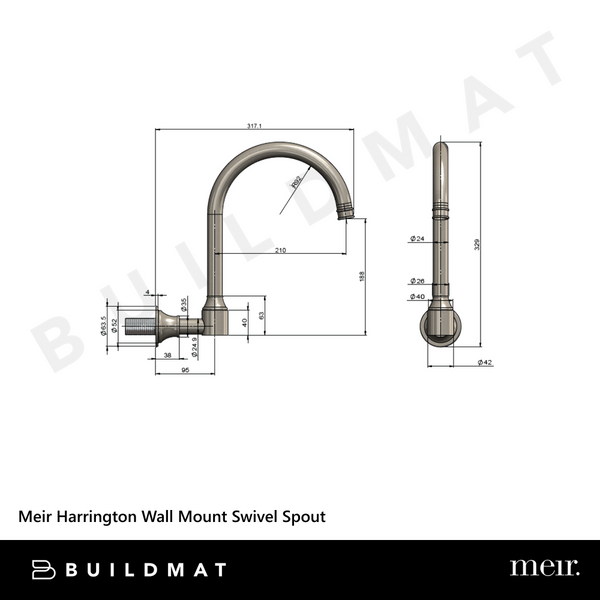 Meir Harrington Wall Mount Swivel Spout Brushed Nickel