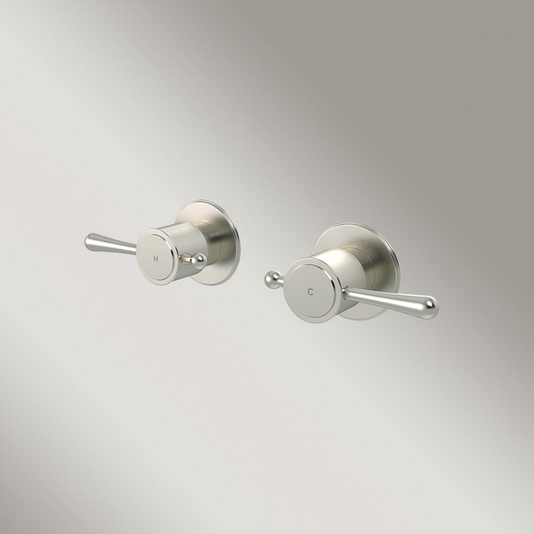 Meir Harrington Wall Tap Set With Lever Handle Brushed Nickel