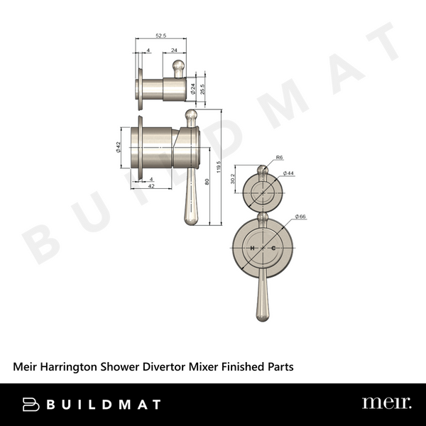 Meir Harrington Shower Divertor Mixer (Trim Kit Only) Brushed Nickel