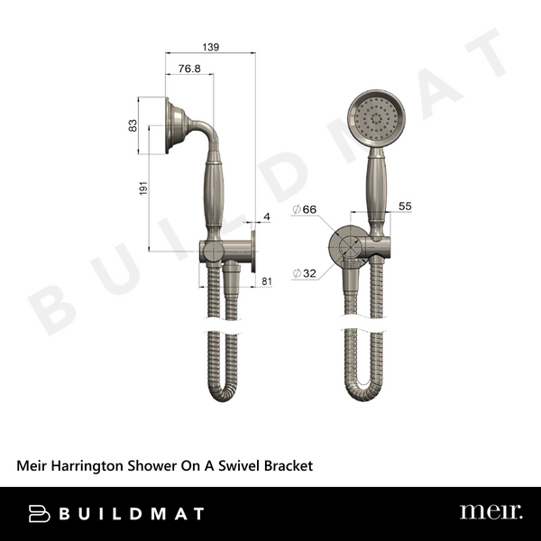 Meir Harrington Shower On A Swivel Bracket Brushed Nickel