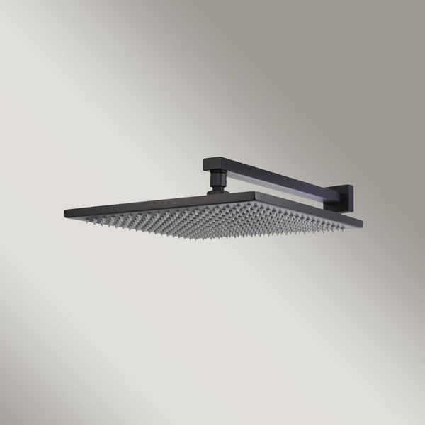 Meir Square Wall Shower 300mm Rose 400mm Arm Matte Black