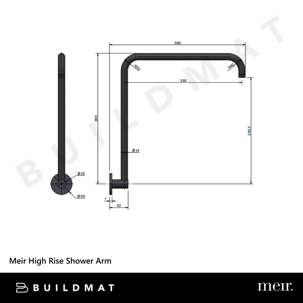 Meir High Rise Shower Arm Brushed Nickel
