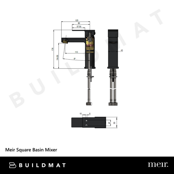 Meir Square Basin Mixer Matte Black