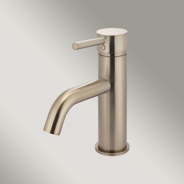 Meir Round Basin Mixer Curved Champagne