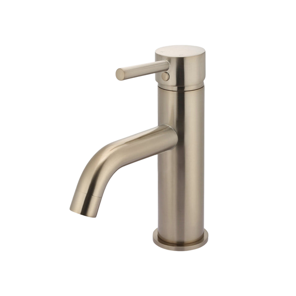 Meir Round Basin Mixer Curved Champagne