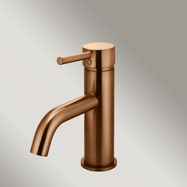 Meir Round Basin Mixer Curved Lustre Bronze