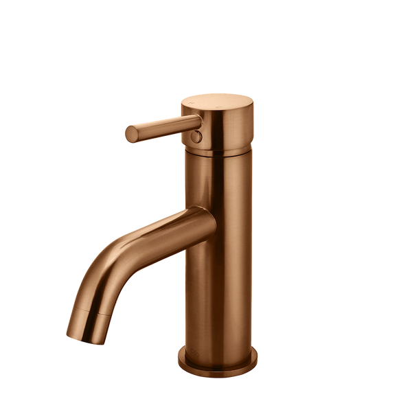 Meir Round Basin Mixer Curved Lustre Bronze