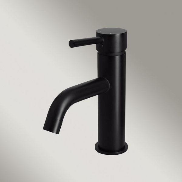 Meir Round Basin Mixer Curved Matte Black