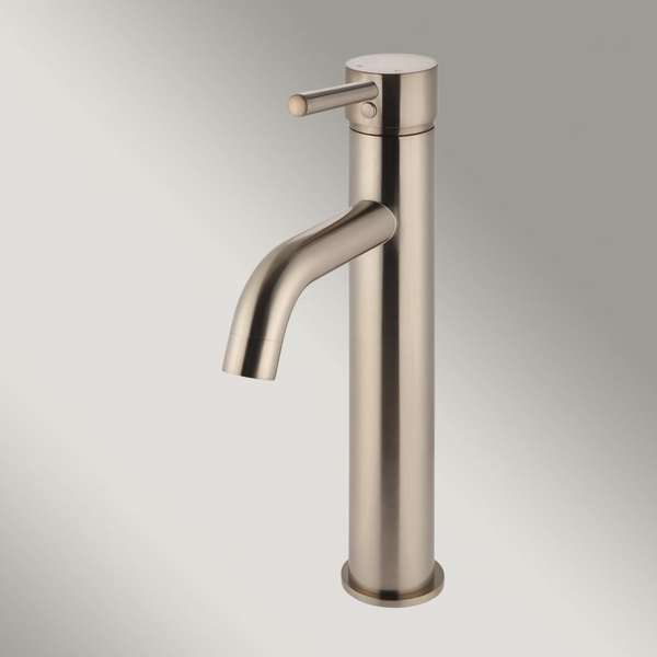 Meir Round Tall Curved Basin Mixer Champagne