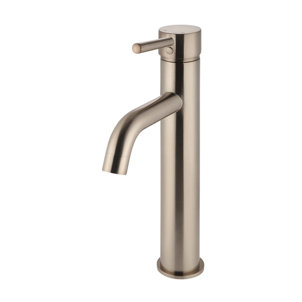 Meir Round Tall Curved Basin Mixer Champagne