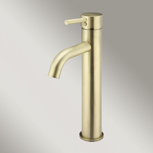 Meir Round Tall Curved Basin Mixer Tiger Bronze