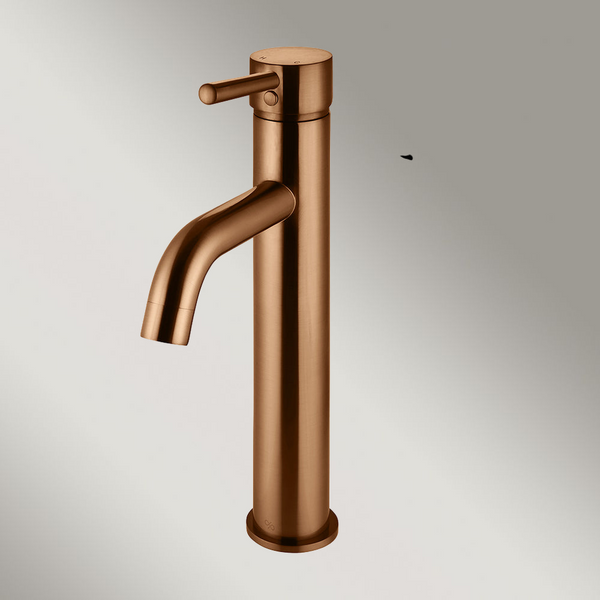 Meir Round Tall Basin Mixer Curved Lustre Bronze