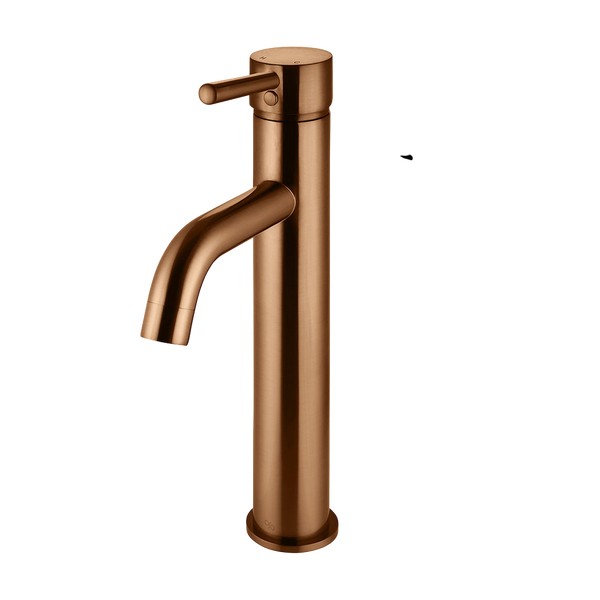 Meir Round Tall Basin Mixer Curved Lustre Bronze