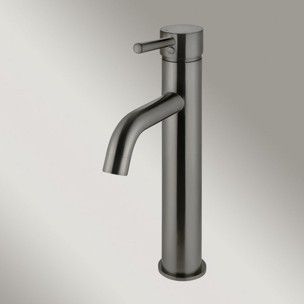 Meir Round Tall Curved Basin Mixer Shadow Gunmetal