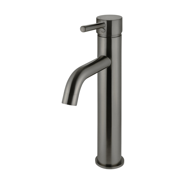 Meir Round Tall Curved Basin Mixer Shadow Gunmetal