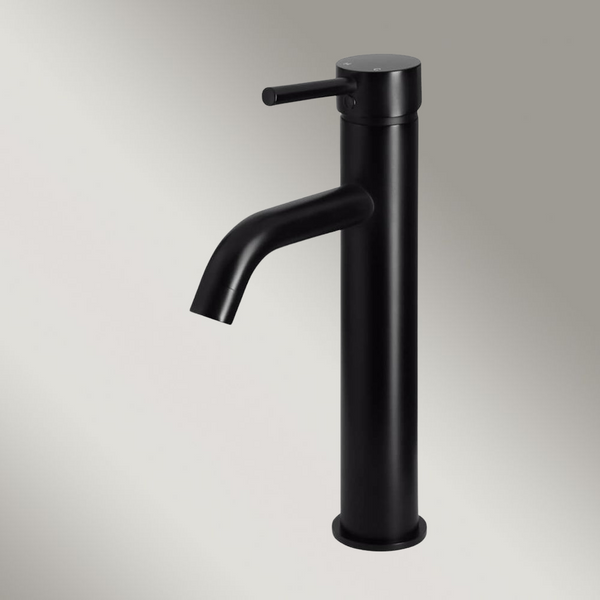 Meir Round Tall Curved Basin Mixer Matte Black