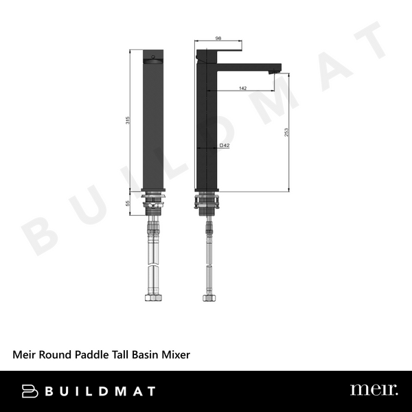 Meir Round Paddle Tall Basin Mixer Lustre Bronze