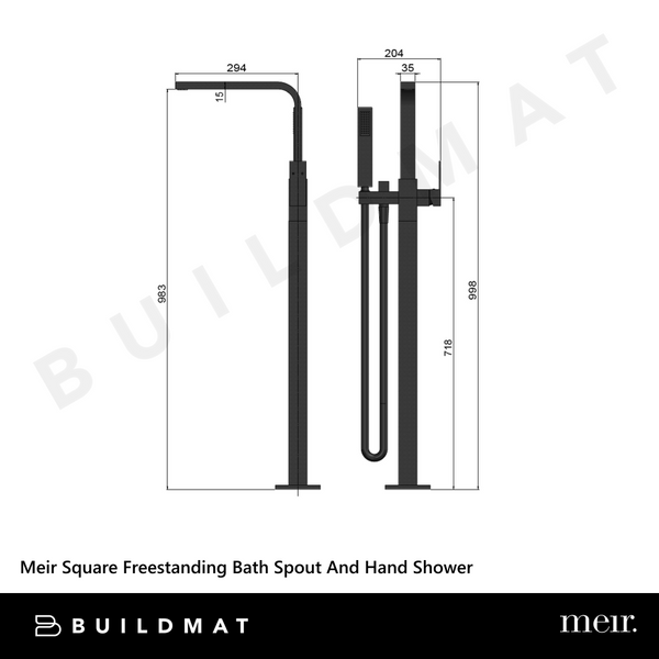 Meir Square Freestanding Bath Spout And Hand Shower Matte Black
