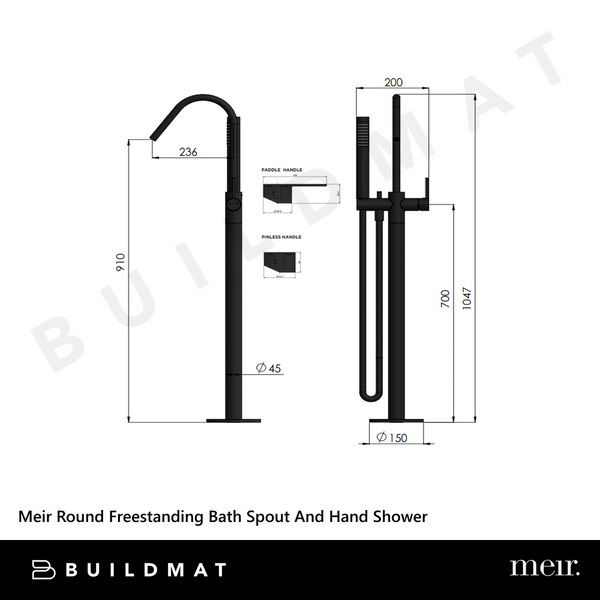 Meir Round Freestanding Bath Spout And Hand Shower Polished Chrome