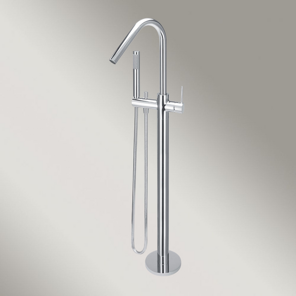 Meir Round Freestanding Bath Spout And Hand Shower Polished Chrome