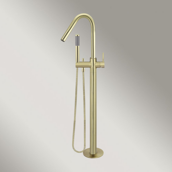 Meir Round Freestanding Bath Spout And Hand Shower Tiger Bronze