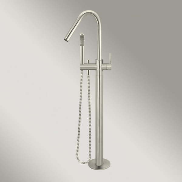Meir Round Freestanding Bath Spout And Hand Shower Brushed Nickel