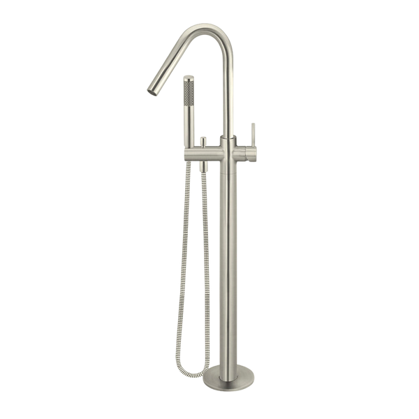 Meir Round Freestanding Bath Spout And Hand Shower Brushed Nickel