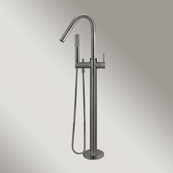 Meir Round Freestanding Bath Spout And Hand Shower Shadow Gunmetal