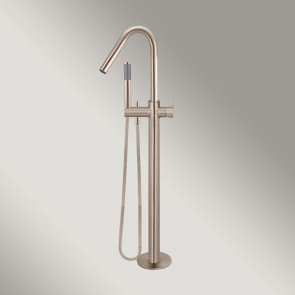 Meir Round Paddle Freestanding Bath Spout And Hand Shower Champagne