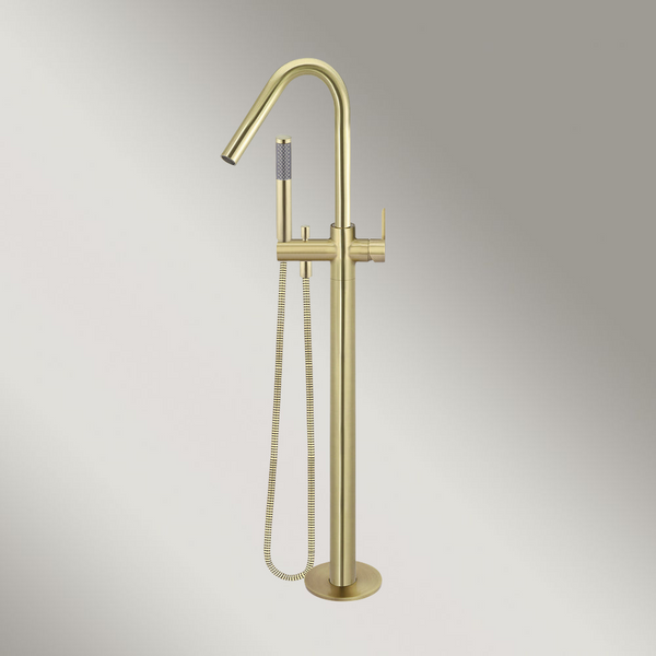 Meir Round Paddle Freestanding Bath Spout And Hand Shower Tiger Bronze