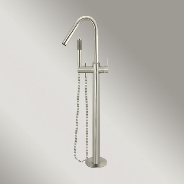 Meir Round Paddle Freestanding Bath Spout And Hand Shower Brushed Nickel